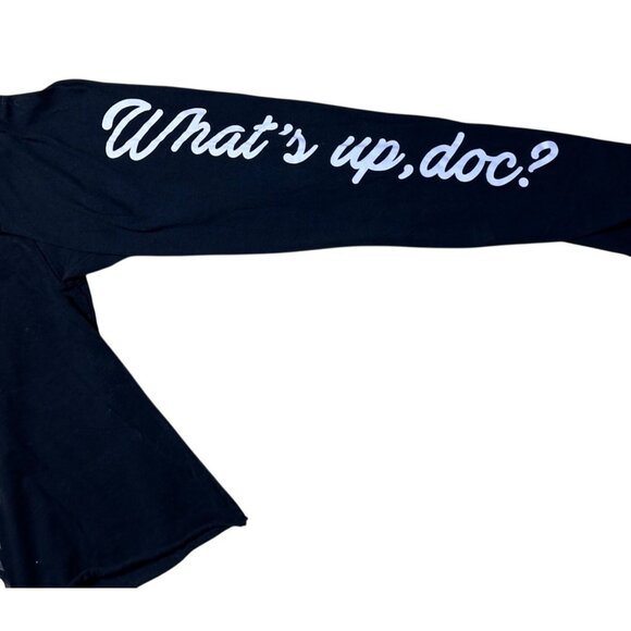 Looney Tunes Bugs Bunny Black Long Sleeve Cropped Tee With Retro Rainbow Graphic - Picture 9 of 9